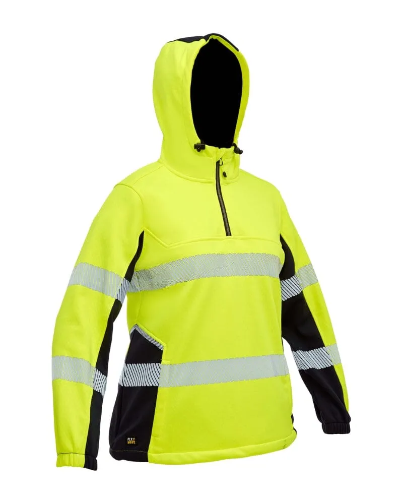 Womens Flex and Move Hi Vis Taped Liquid Repellent Fleece Hoodie - Yellow/Navy