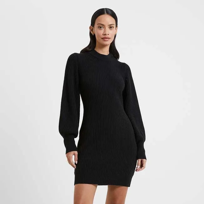 Women's Vhari Ribbed Crew Neck Mini Dress - Black