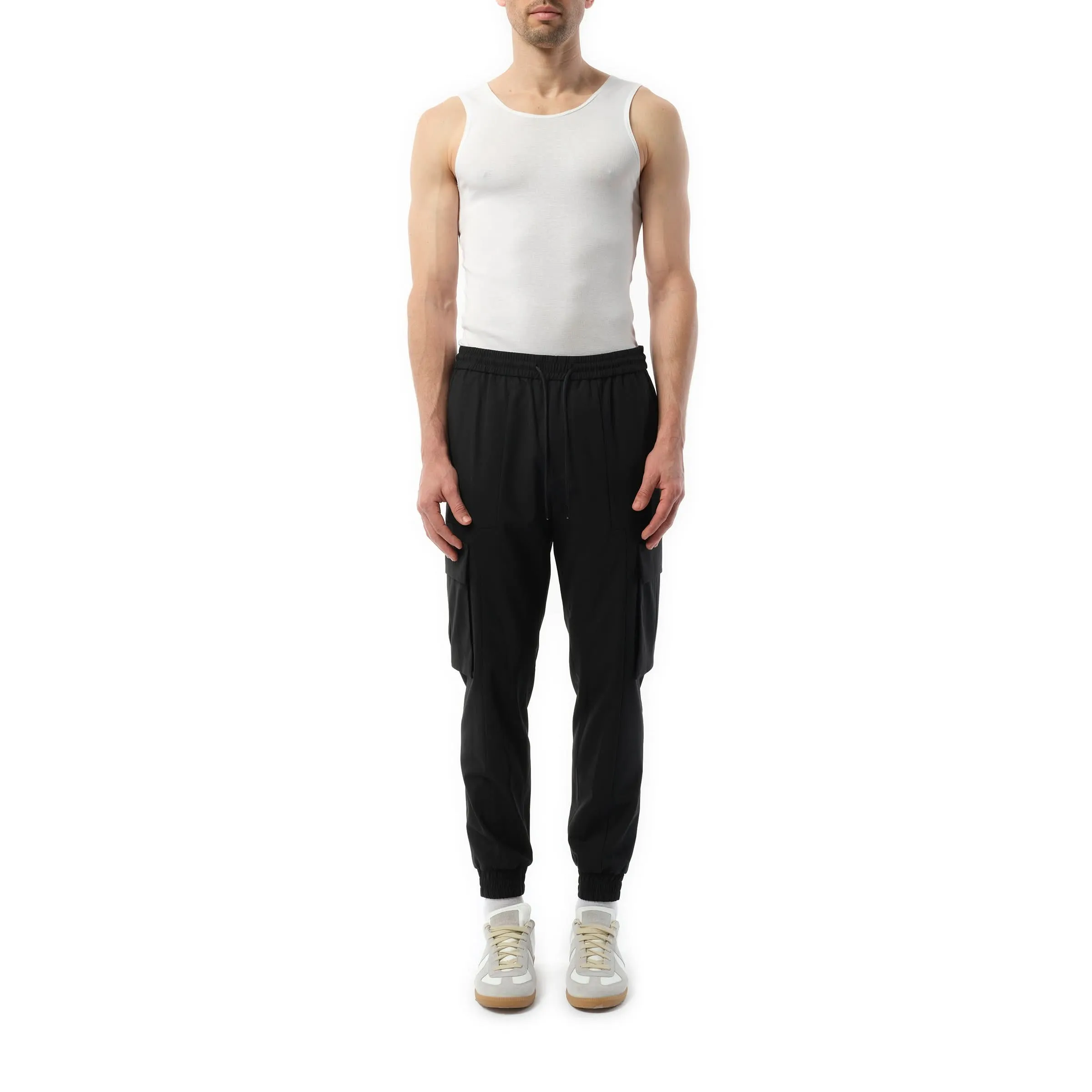 Wool Blended Cargo Pants in Black