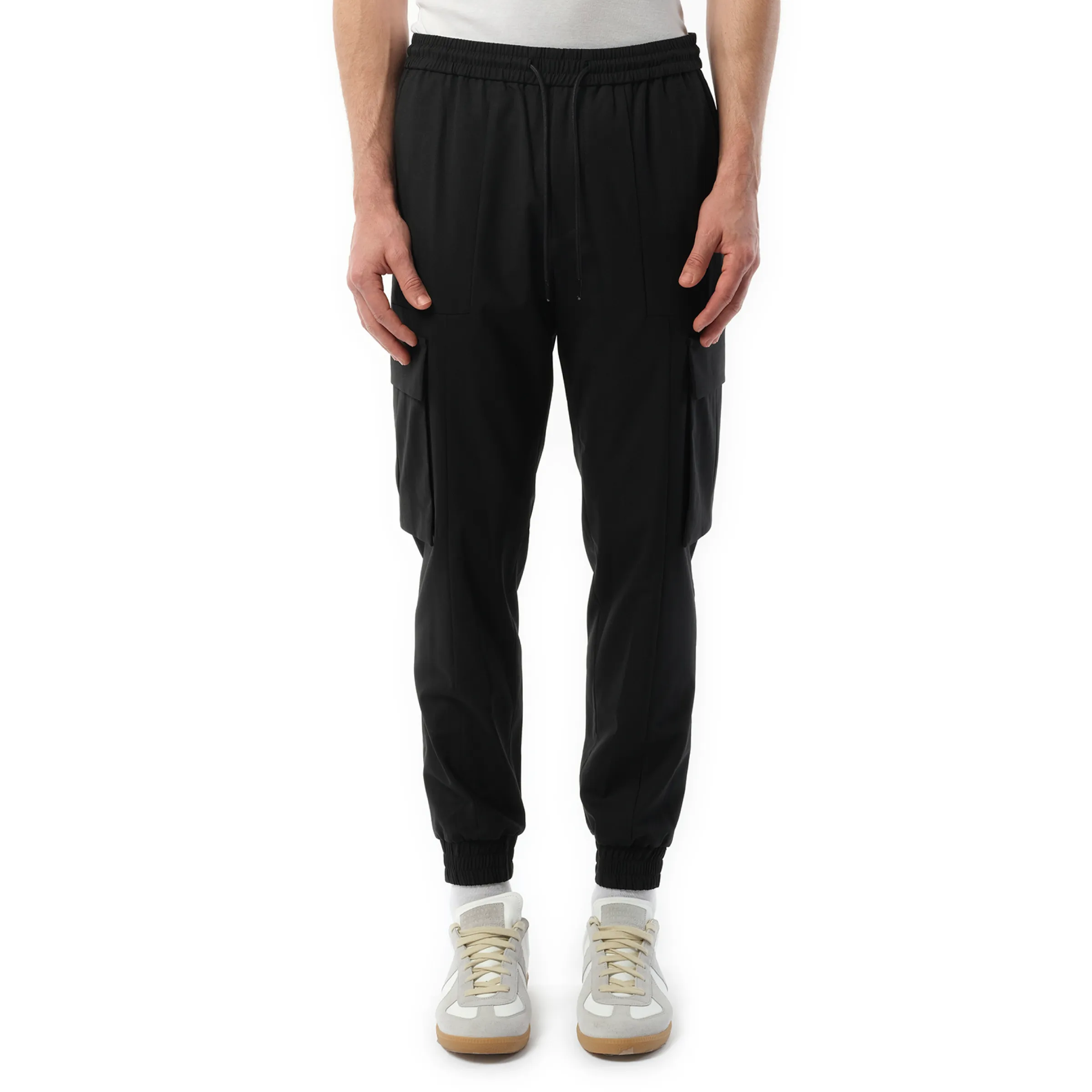 Wool Blended Cargo Pants in Black