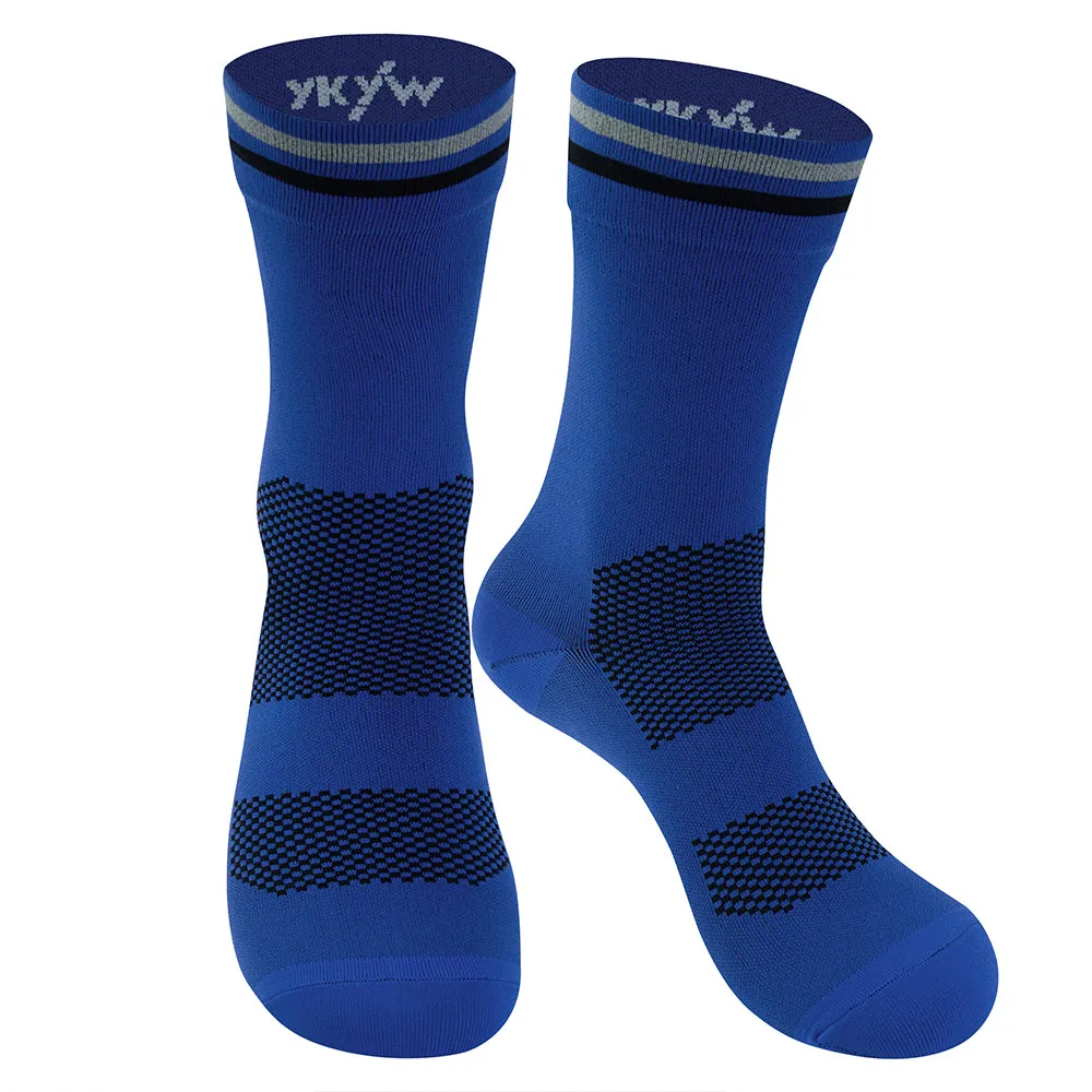 YKYW 2024 Cycling Running Professional Sport Mid-height Socks Wicking Antibacterial Durable Breathable Bicycle Socks Reflective 10 Colors