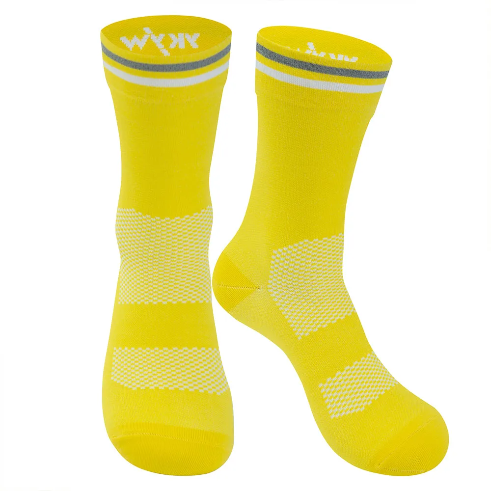 YKYW 2024 Cycling Running Professional Sport Mid-height Socks Wicking Antibacterial Durable Breathable Bicycle Socks Reflective 10 Colors