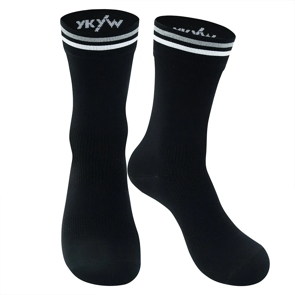 YKYW 2024 Cycling Running Professional Sport Mid-height Socks Wicking Antibacterial Durable Breathable Bicycle Socks Reflective 10 Colors