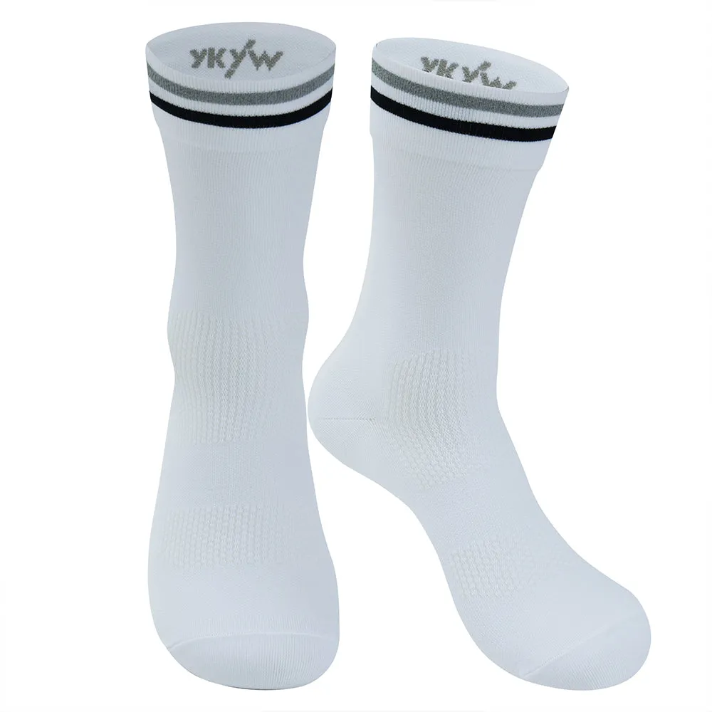 YKYW 2024 Cycling Running Professional Sport Mid-height Socks Wicking Antibacterial Durable Breathable Bicycle Socks Reflective 10 Colors