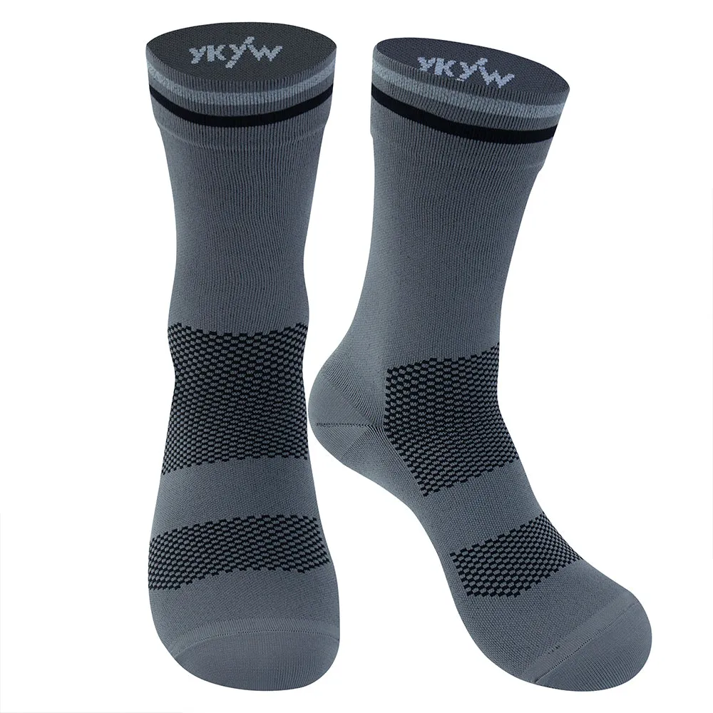 YKYW 2024 Cycling Running Professional Sport Mid-height Socks Wicking Antibacterial Durable Breathable Bicycle Socks Reflective 10 Colors