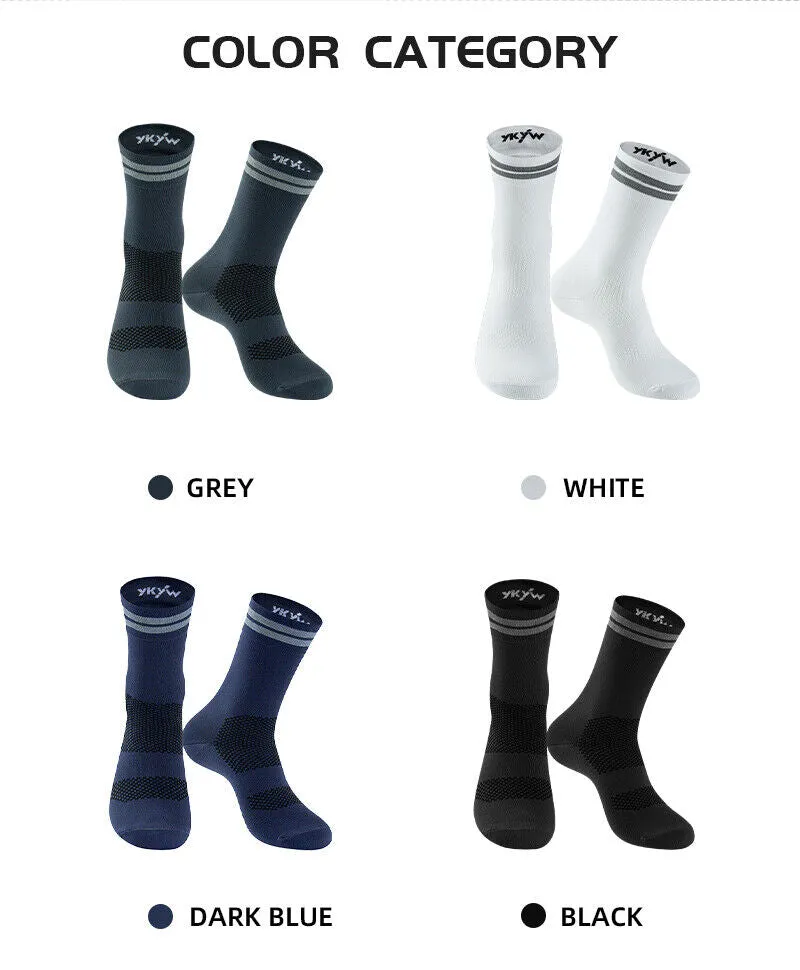 YKYW Cycling Running Professional Sport Socks Antimicrobial Reflective 3 Colors