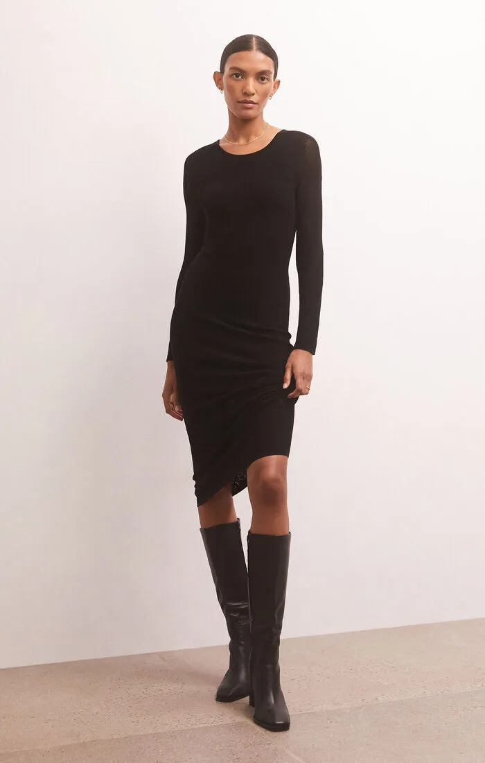 ZSU Liza Mesh Midi Sweater Dress in Black