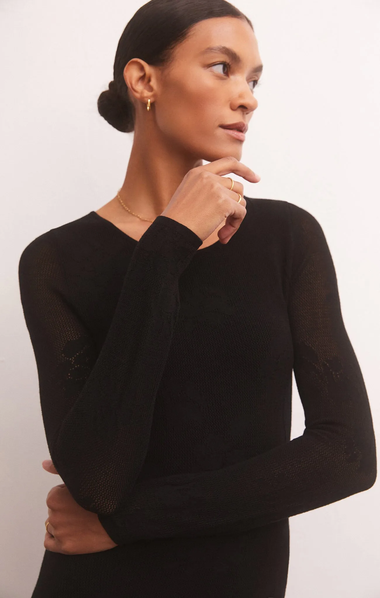 ZSU Liza Mesh Midi Sweater Dress in Black